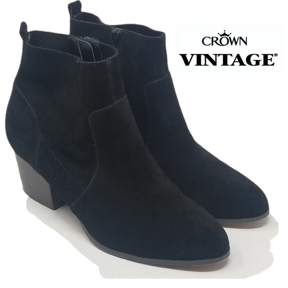 Crown Vintage Tabitha Black Suede Leather Booties